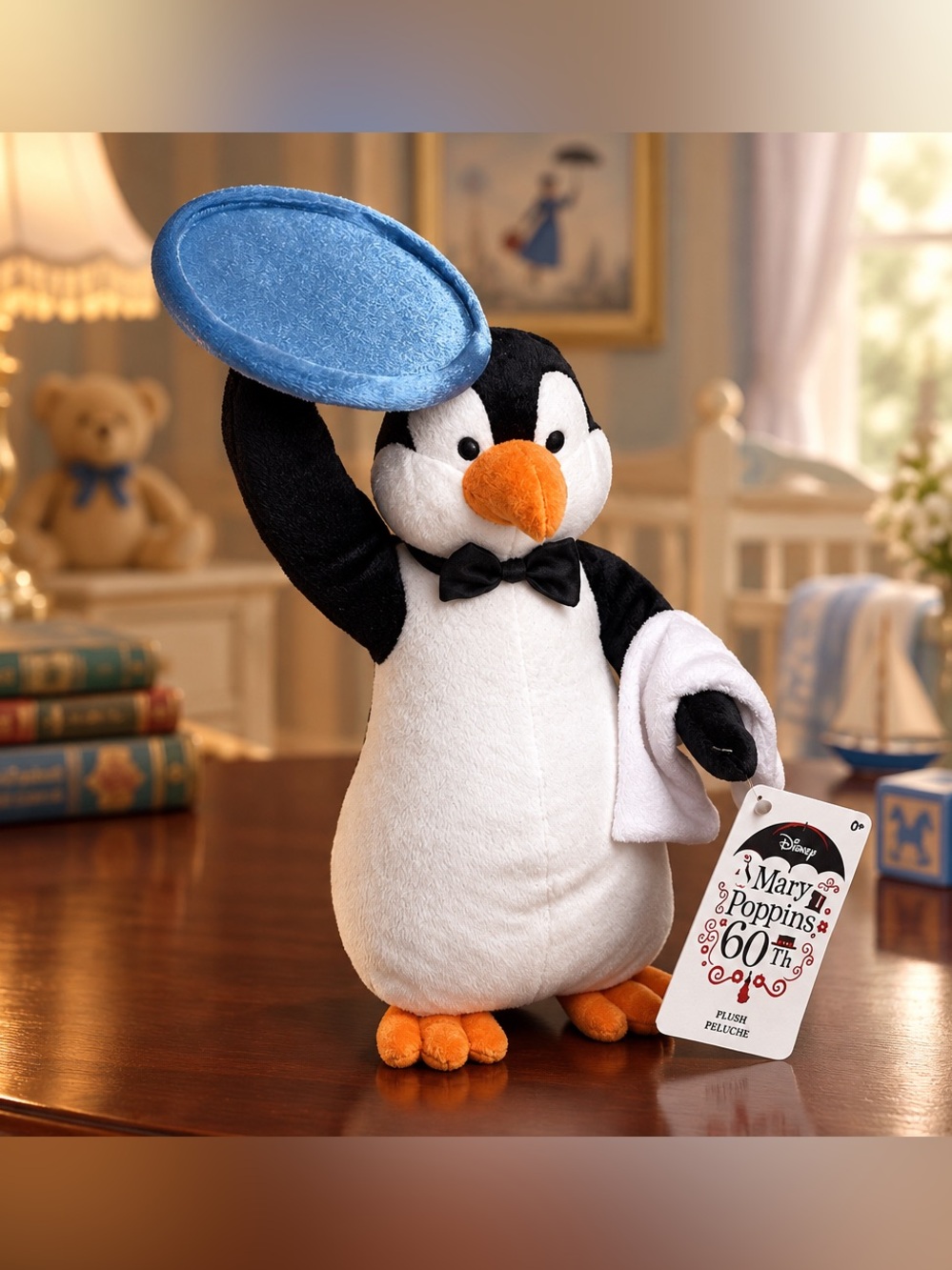 Disney Store Mary Poppins -Penguin Waiter 60th Anniversary Medium Soft Plush Toy